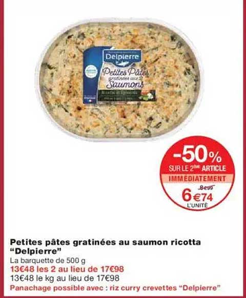 Petites pâtes gratinées au saumon ricotta “Delpierre”