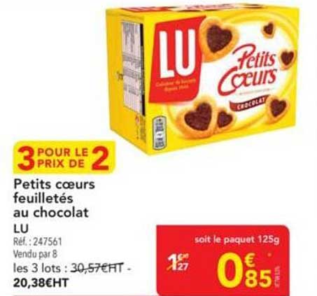 Petits cœurs feuilletés au chocolat LU