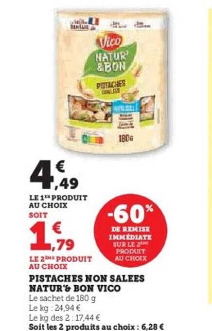 PISTACHES NON SALEES NATUR'& BON VICO