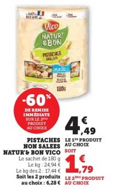 PISTACHES NON SALEES NATUR'S BON VICO