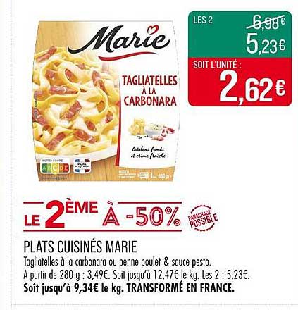 PLATS CUISINÉS MARIE