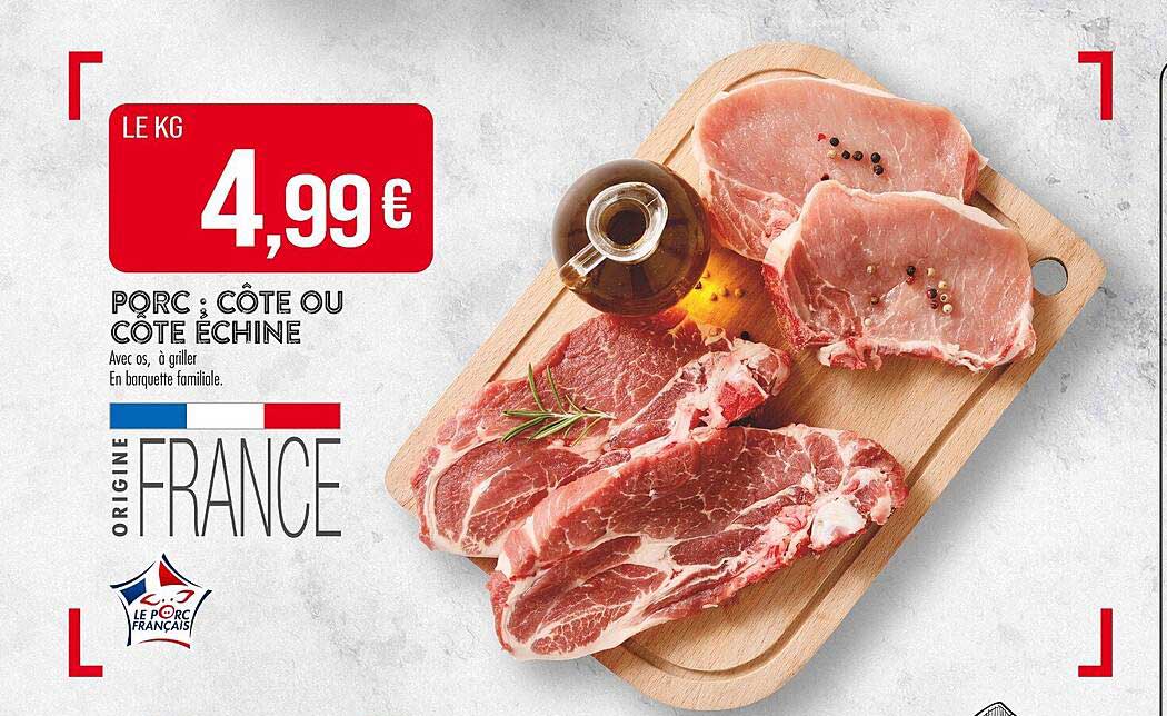 PORC ; CÔTE OU CÔTE ÉCHINE