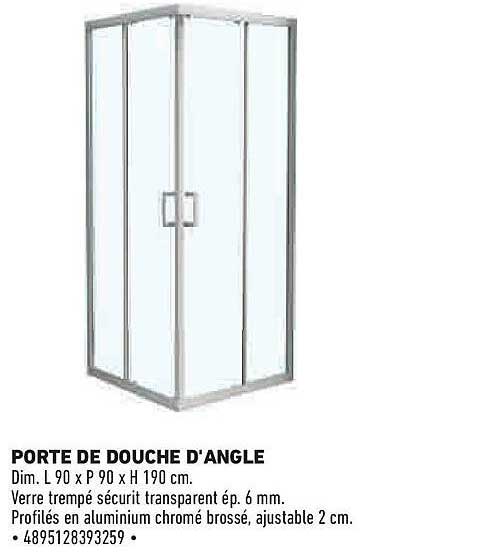 PORTE DE DOUCHE D'ANGLE