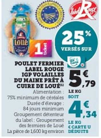 POULET FERMIER LABEL ROUGE IGP VOLAILLES DU MAINE PRÊT À CUIRE DE LOUGEE