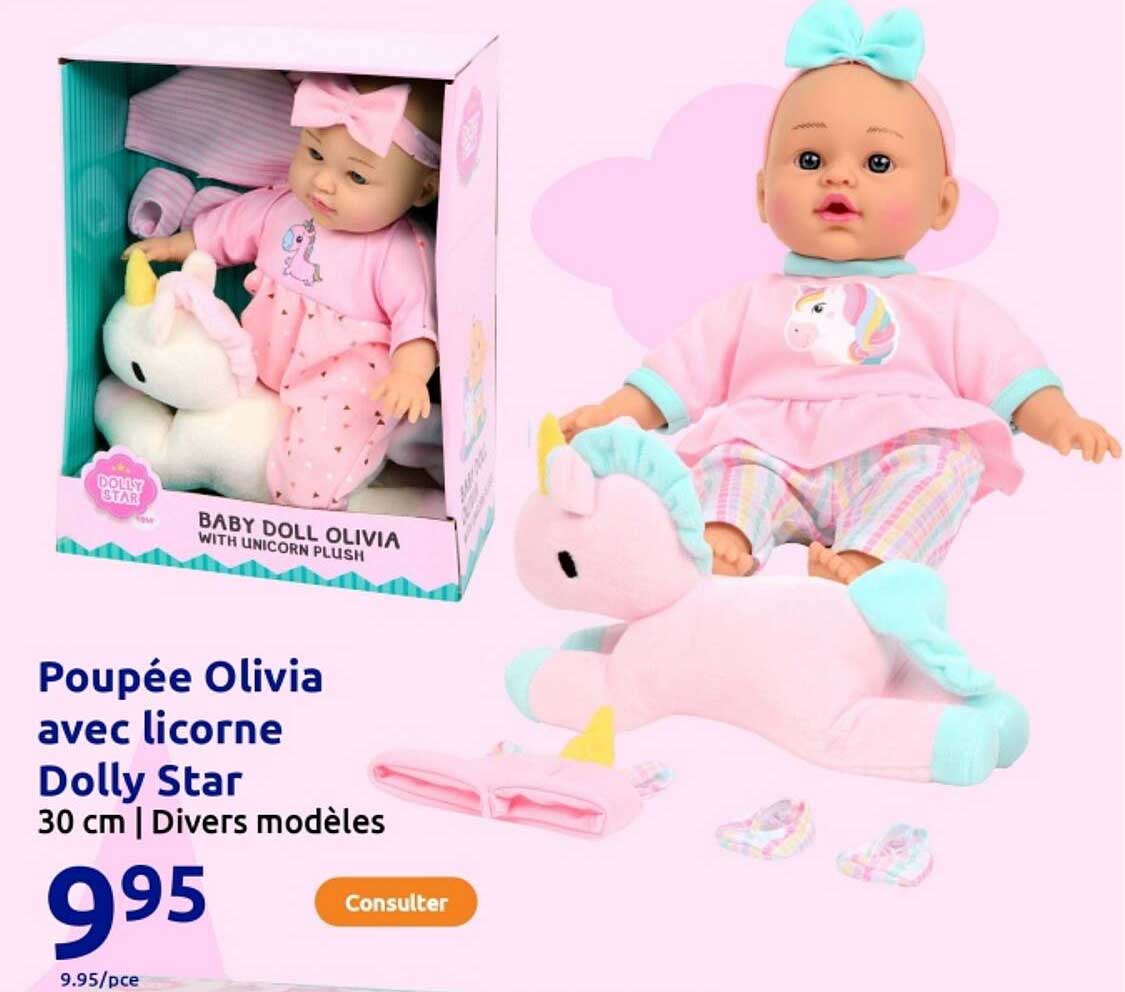 Poupée Olivia avec licorne Dolly Star