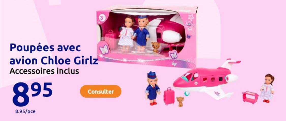 Poupées avec avion Chloe Girlz Accessoires inclus