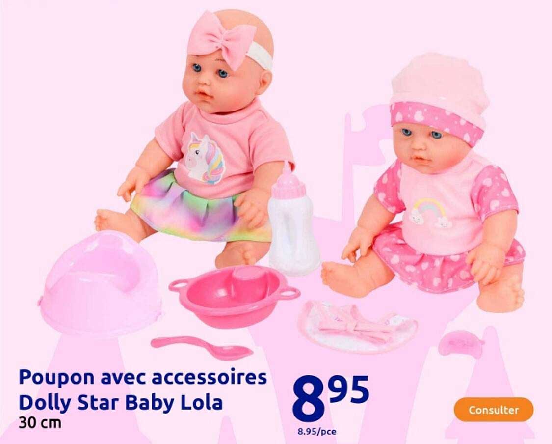 Poupon avec accessoires Dolly Star Baby Lola 30 cm