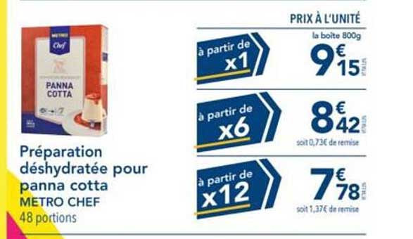 Préparation déshydratée pour panna cotta
