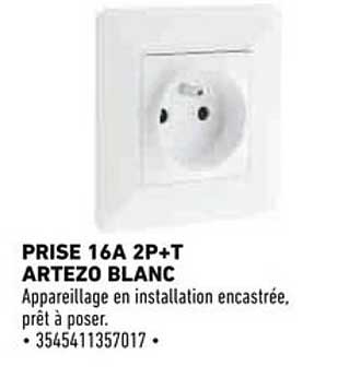 PRISE 16A 2P+T ARTEZO BLANC