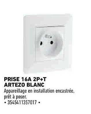 PRISE 16A 2P+T ARTEZO BLANC