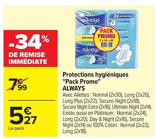 Protections hygiéniques "Pack Promo" ALWAYS