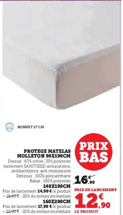 PROTEGE MATELAS MOLLETON 90X190CM