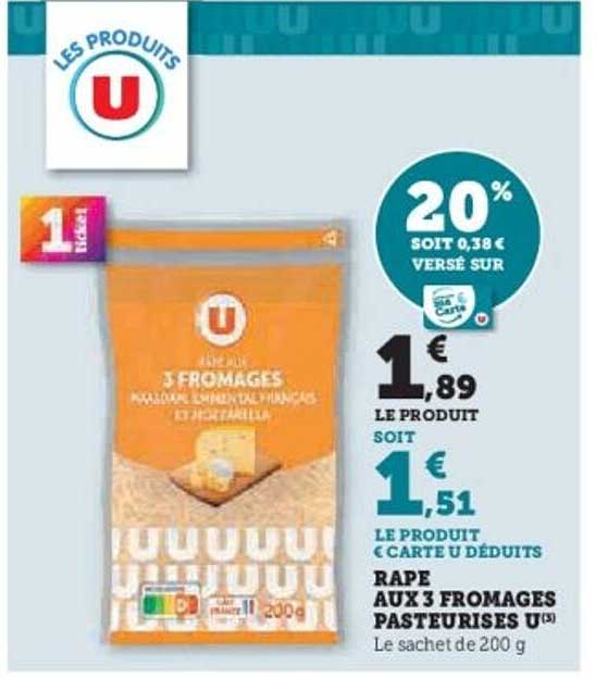 Râpé aux 3 fromages pasteurisés U
