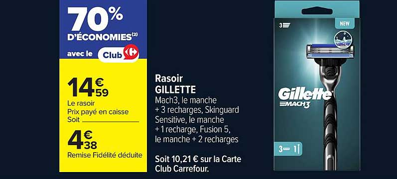 Rasoir GILLETTE Mach3, le manche + 3 recharges, Skinguard Sensitive, le manche + 1 recharge, Fusion 5, le manche + 2 recharges