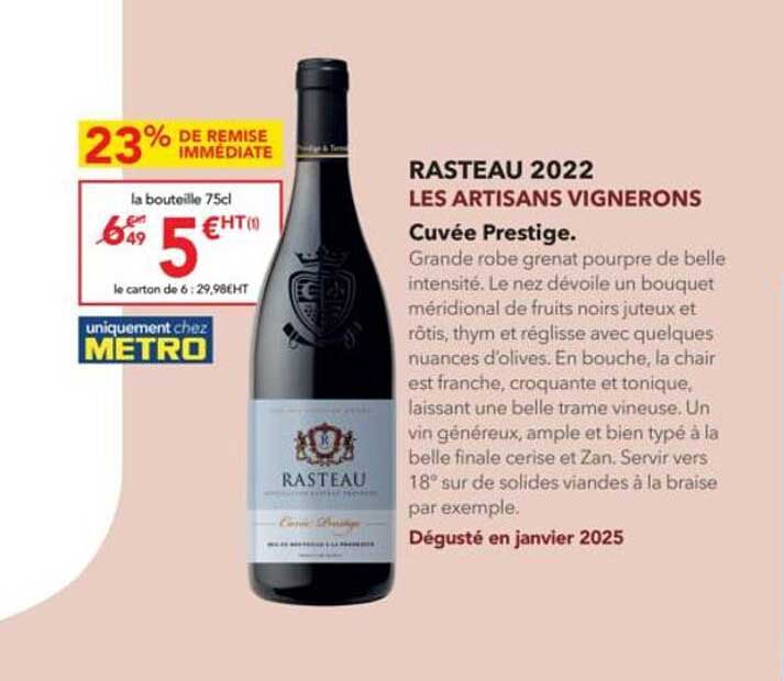RASTEAU 2022 LES ARTISANS VIGNERONS Cuvée Prestige.