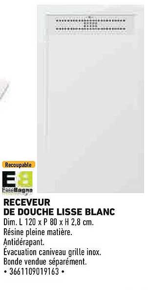 RECEVEUR DE DOUCHE LISSE BLANC