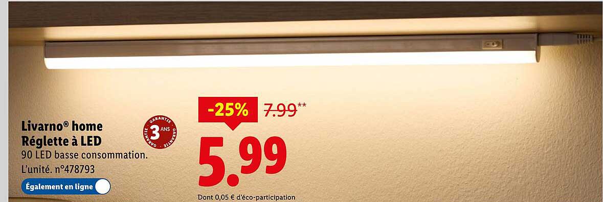 Réglette à LED Livarno home -25%