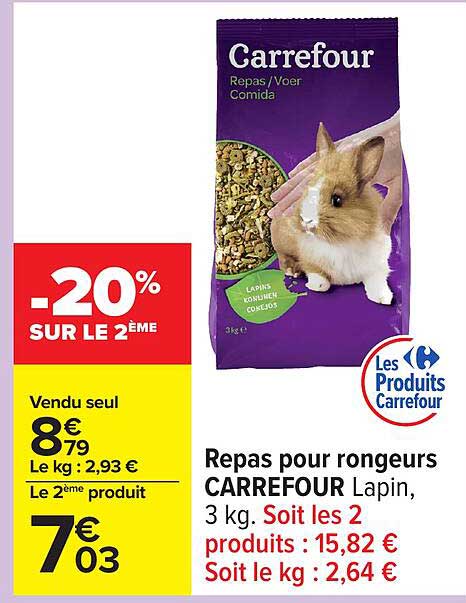 Repas pour rongeurs CARREFOUR Lapin, 3 kg