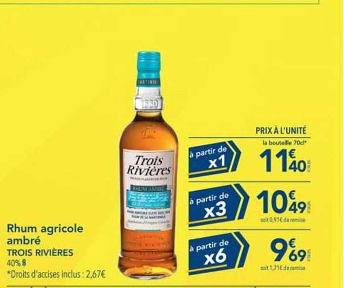 Rhum agricole ambré TROIS RIVIÈRES 40% 8