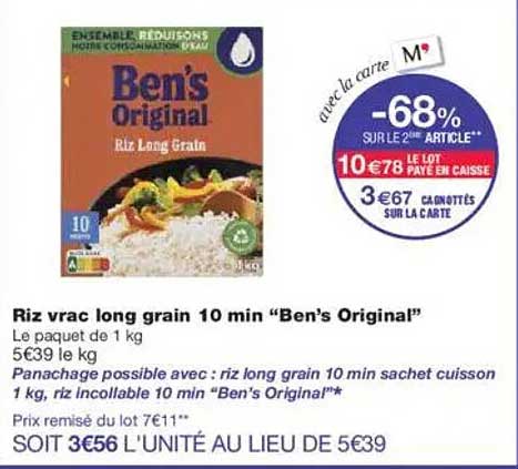 Riz vrac long grain 10 min "Ben's Original"