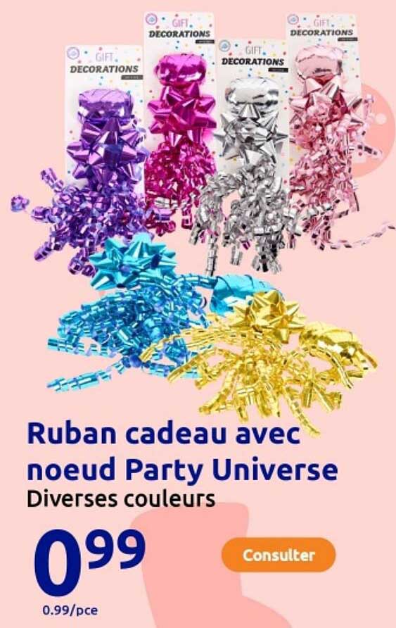Ruban cadeau avec noeud Party Universe