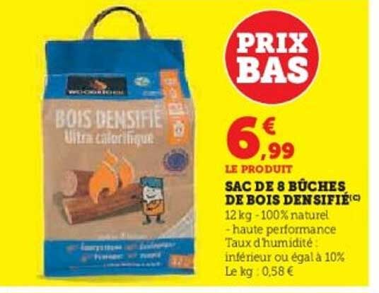 Sac de 8 bûches de bois densifié