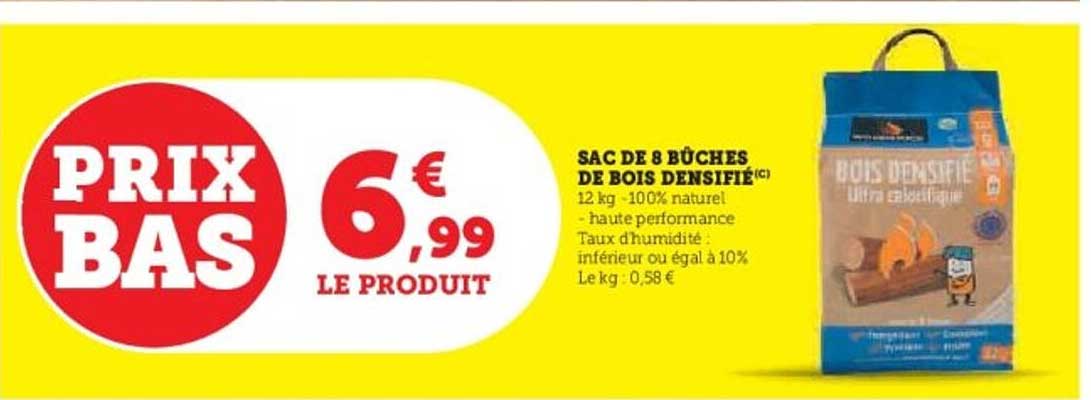 SAC DE 8 BÛCHES DE BOIS DENSIFIÉ