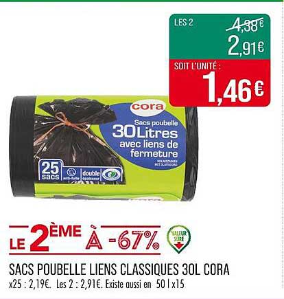 SACS POUBELLE LIENS CLASSIQUES 30L CORA