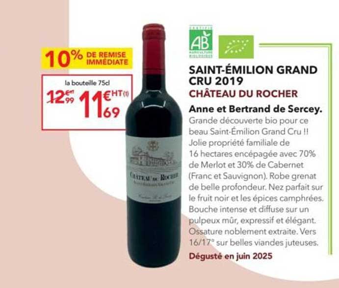 SAINT-ÉMILION GRAND CRU 2019 CHÂTEAU DU ROCHER