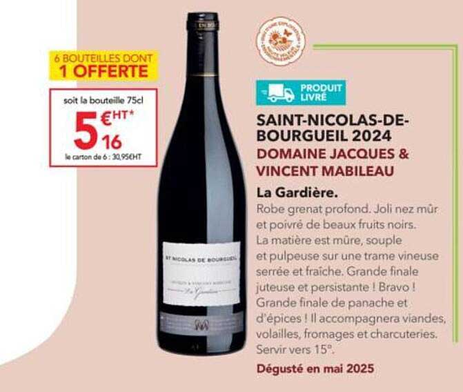 SAINT-NICOLAS-DE-BOURGUEIL 2024 DOMAINE JACQUES & VINCENT MABILEAU