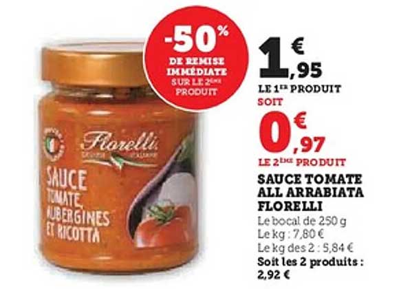 SAUCE TOMATE ALL ARRABIATA FLORELLI