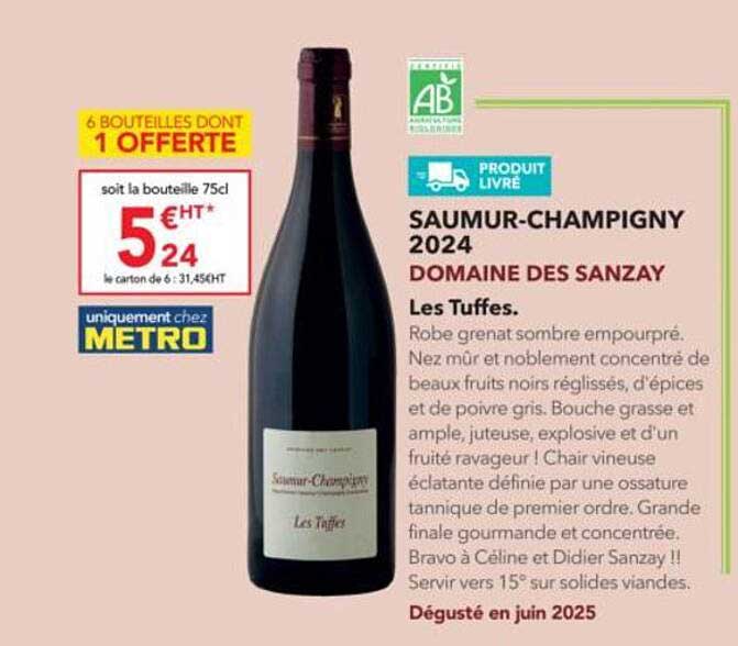 SAUMUR-CHAMPIGNY 2024 DOMAINE DES SANZAY Les Tuffes