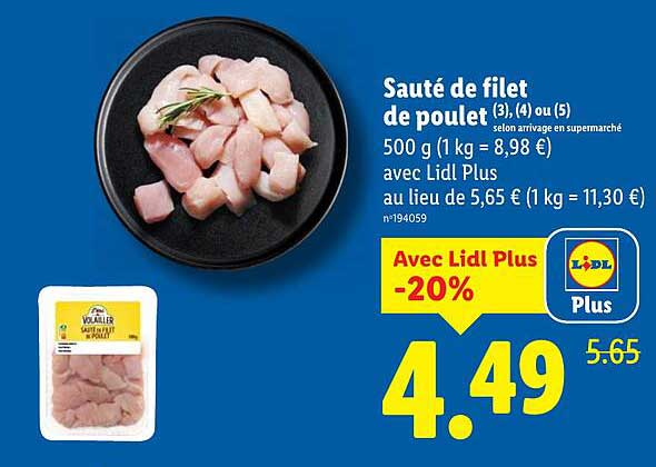 Sauté de filet de poulet (3), (4) ou (5)