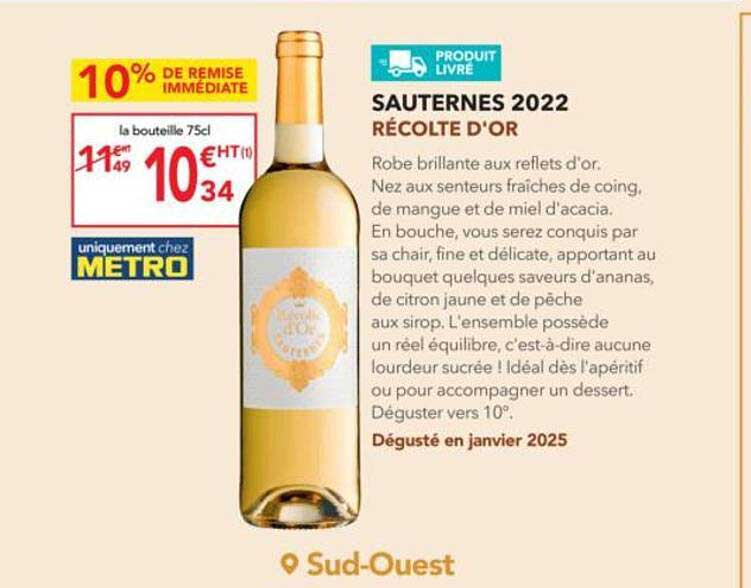 SAUTERNES 2022 RÉCOLTE D'OR