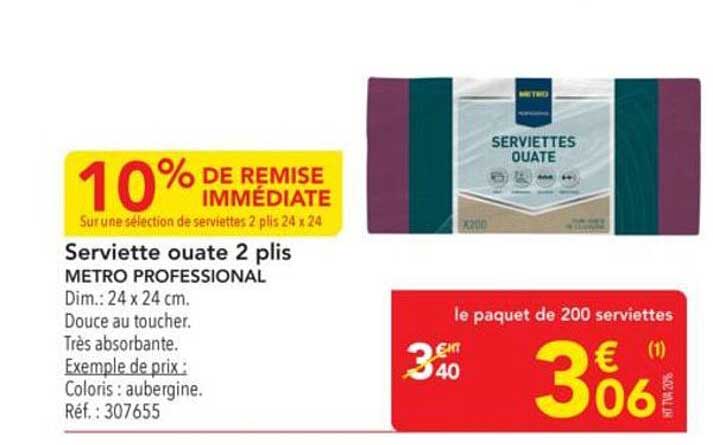Serviette ouate 2 plis