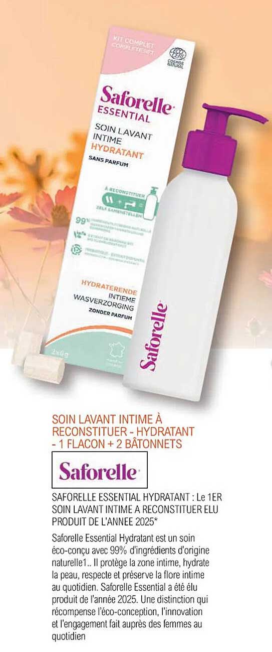 SOIN LAVANT INTIME À RECONSTITUER - HYDRATANT - 1 FLACON + 2 BÂTONNETS