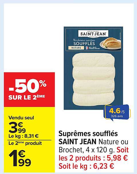 Suppléments soufflés SAINT JEAN Nature ou Brochet, 4 x 120 g