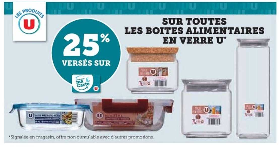 SUR TOUTES LES BOITES ALIMENTAIRES EN VERRE U