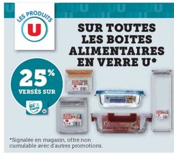 SUR TOUTES LES BOITES ALIMENTAIRES EN VERRE U