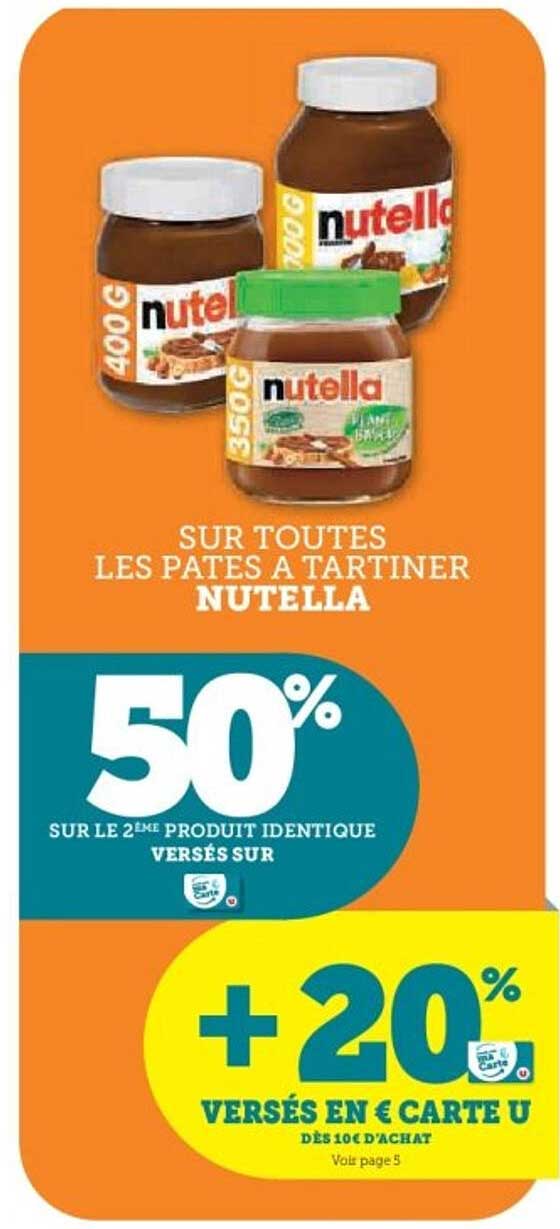 SUR TOUTES LES PÂTES À TARTINER NUTELLA
