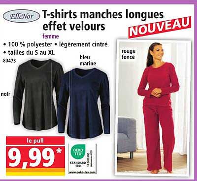 T-shirts manches longues effet velours