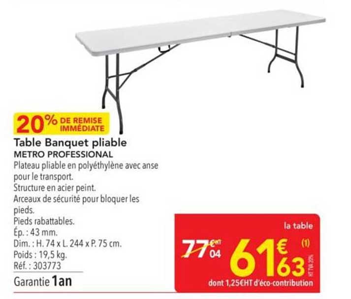 Table Banquet pliable