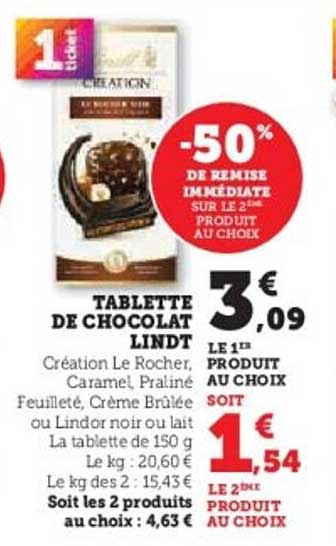 TABLETTE DE CHOCOLAT LINDT