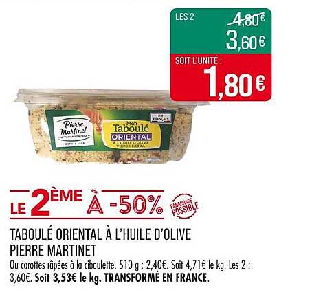 TABOULÉ ORIENTAL À L'HUILE D'OLIVE PIERRE MARTINET