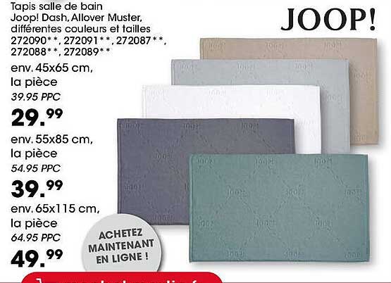 Tapis salle de bain Joop! Dash, Allover Muster, différentes couleurs et tailles