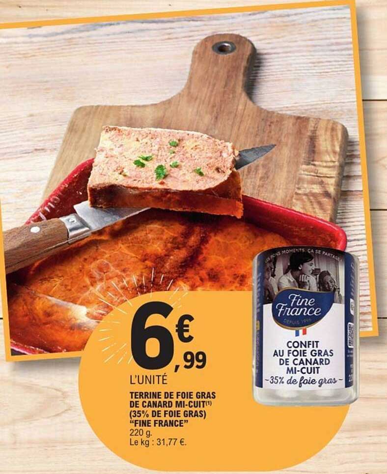 TERRINE DE FOIE GRAS DE CANARD MI-CUIT (35% DE FOIE GRAS) "FINE FRANCE"