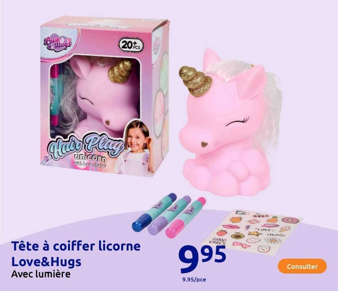 Testa Da Acconciare Unicorno Lexibook Con Luci E Suoni | Include 12 Accessori E 30 Adesivi | Regalo Creativo Per Bambini