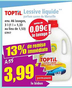 TOPTIL Lessive liquide parfum savon de Marseille