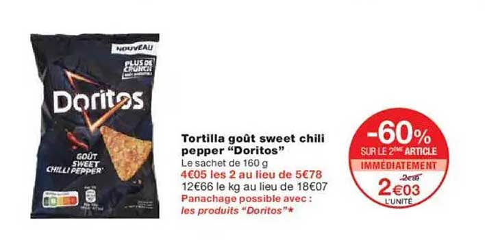 Tortilla goût sweet chili pepper “Doritos”