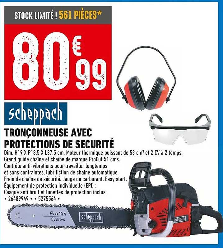 TRONÇONNEUSE AVEC PROTECTIONS DE SECURITÉ